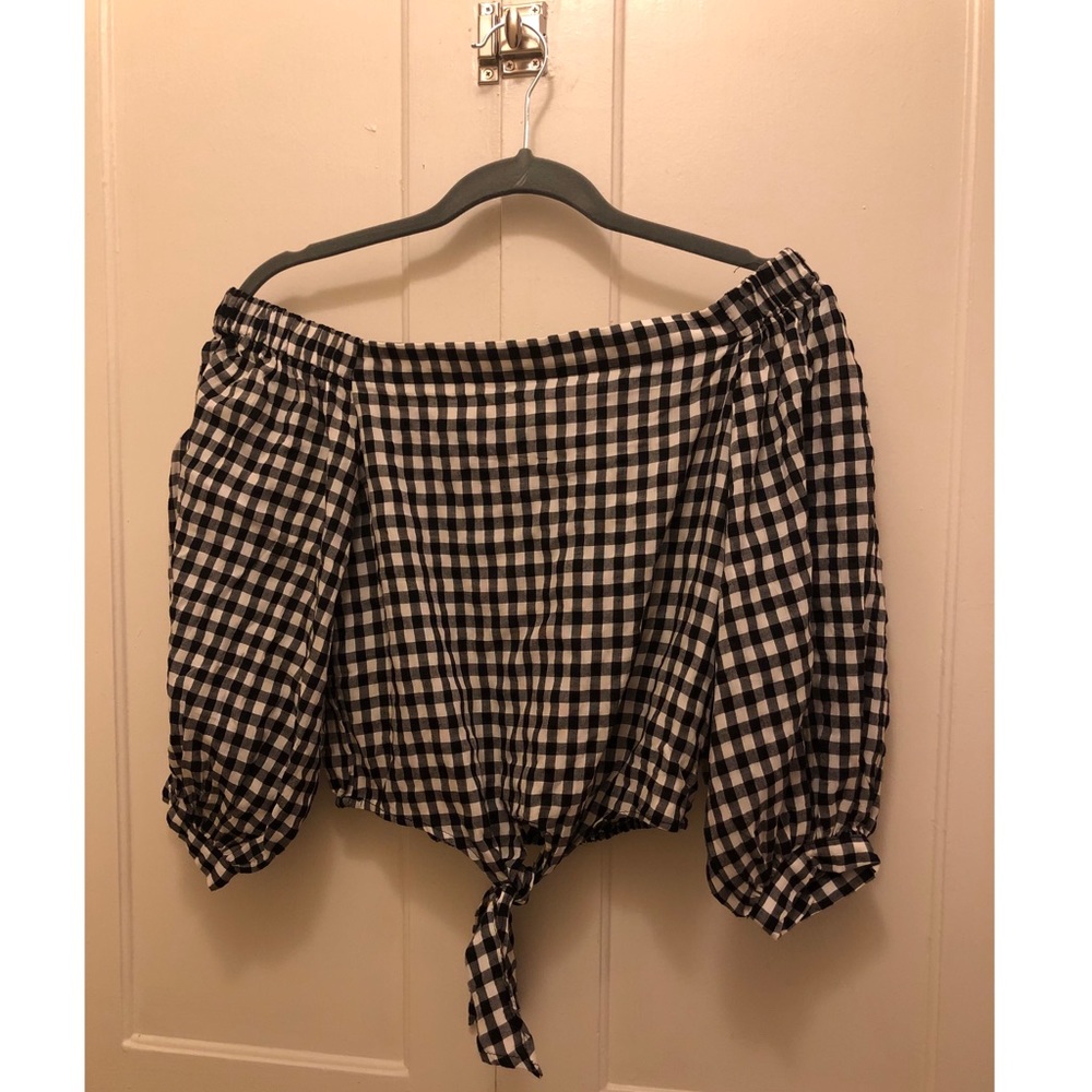 Off the Shoulder Gingham Top
